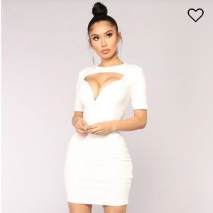 SOLD Fashionnova White midi cut out dress